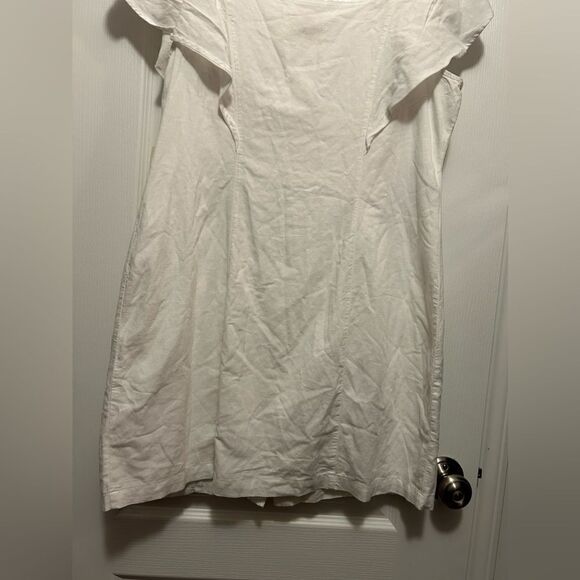 A.n.a Linen white button up dress Women’s Large Lined flutter sleeve New - Picture 15 of 15